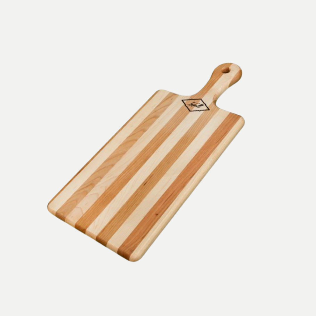 Cherry-Maple Handled Cutting Board, Edge Grain, 8 x 18 x 0.75 in