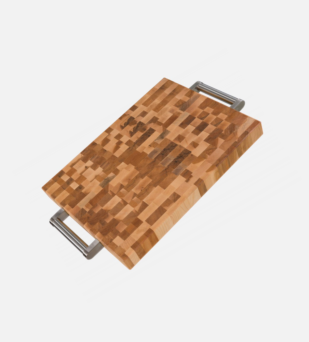 Maple butcher block, end grain, 12 x 16 x 1.5 in., with handle