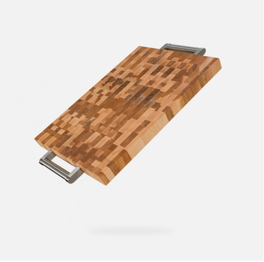 Maple butcher block, end grain, 13 x 18 x 1.25 in., with handle