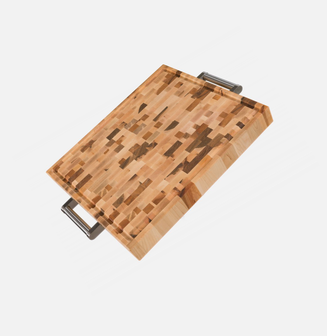 Bloc de boucher en érable, grain debout, 16 x 18 x 2 po, avec poignée