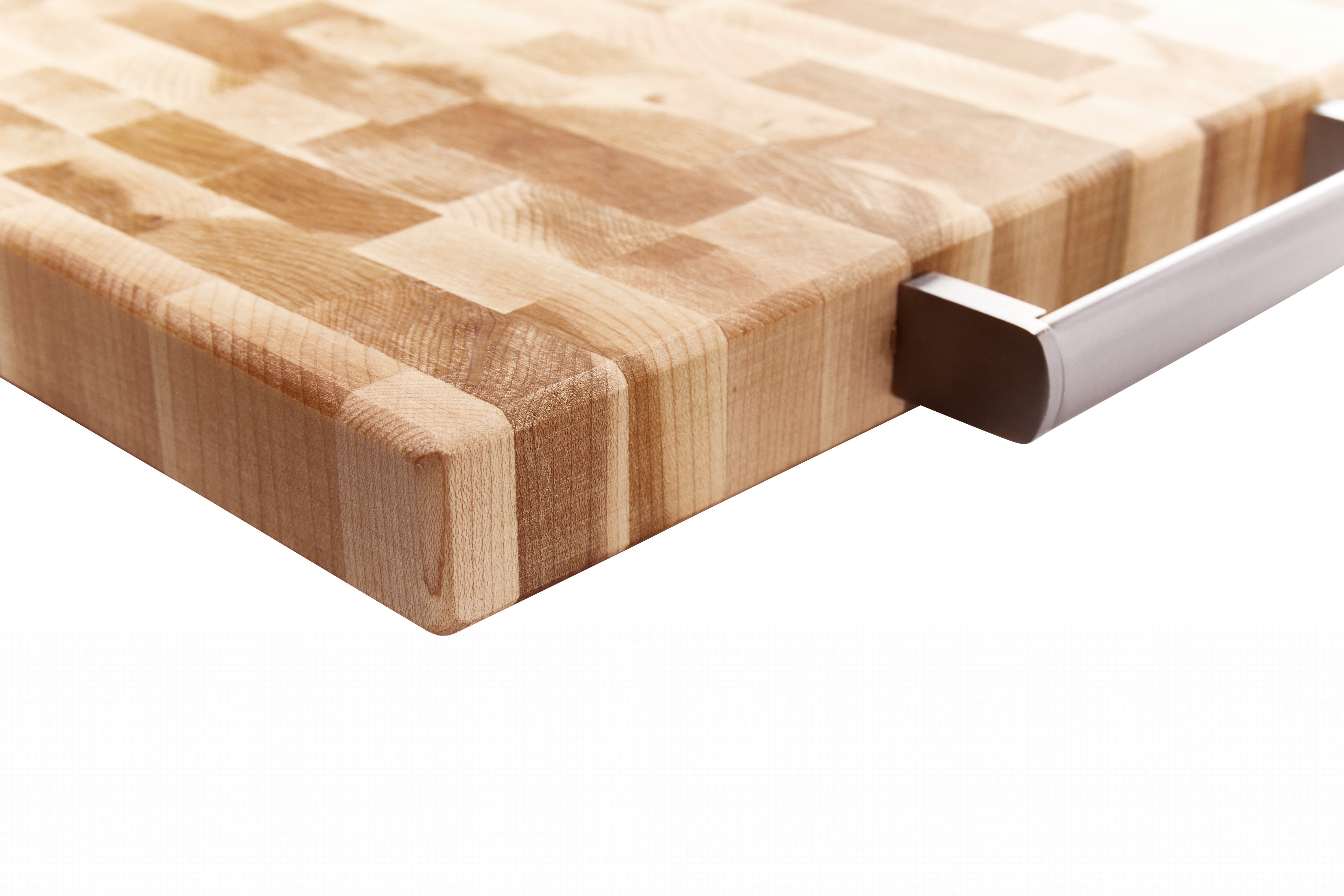 Maple butcher block, end grain, 13 x 18 x 1.25 in., with handle