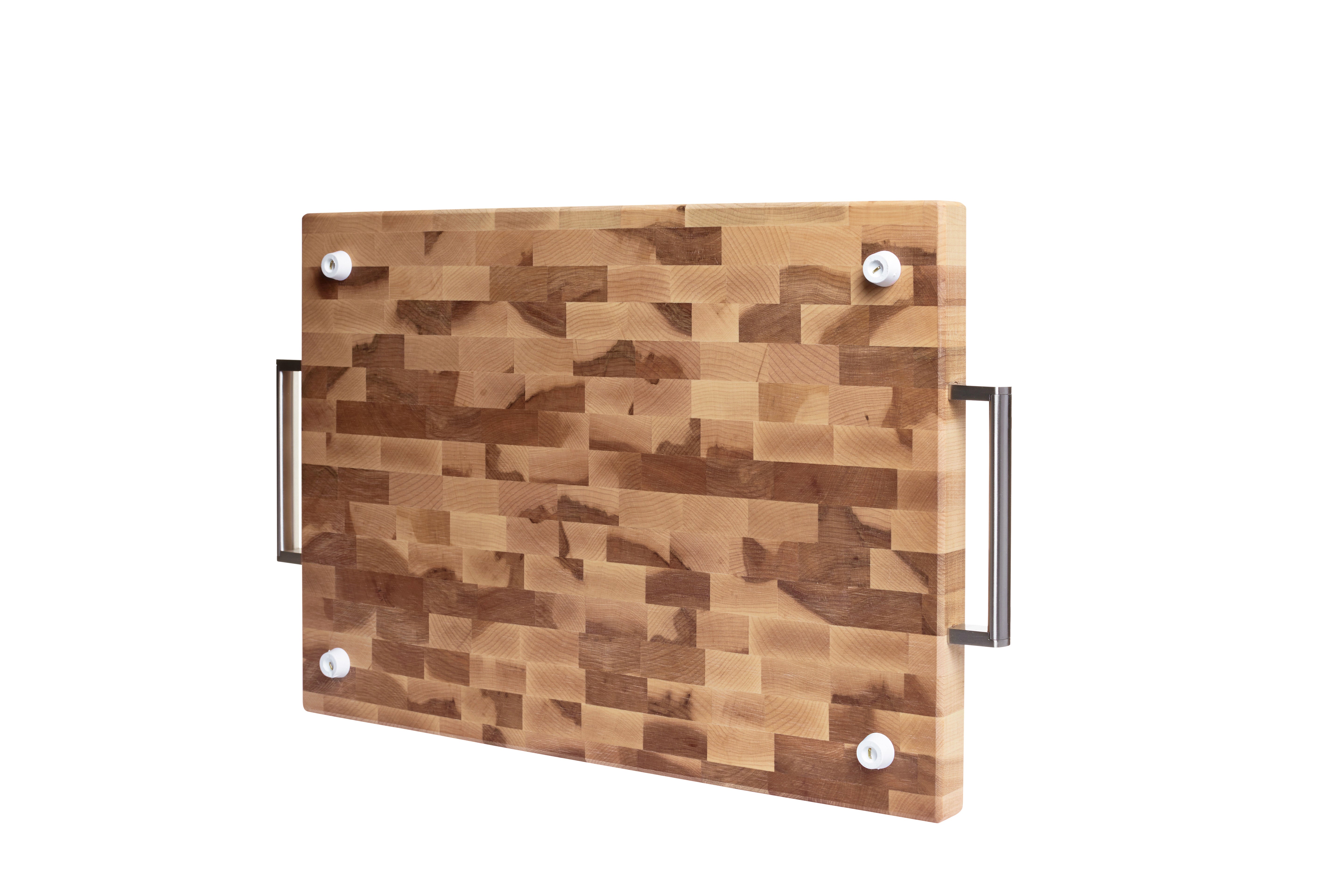 Maple butcher block, end grain, 13 x 18 x 1.25 in., with handle