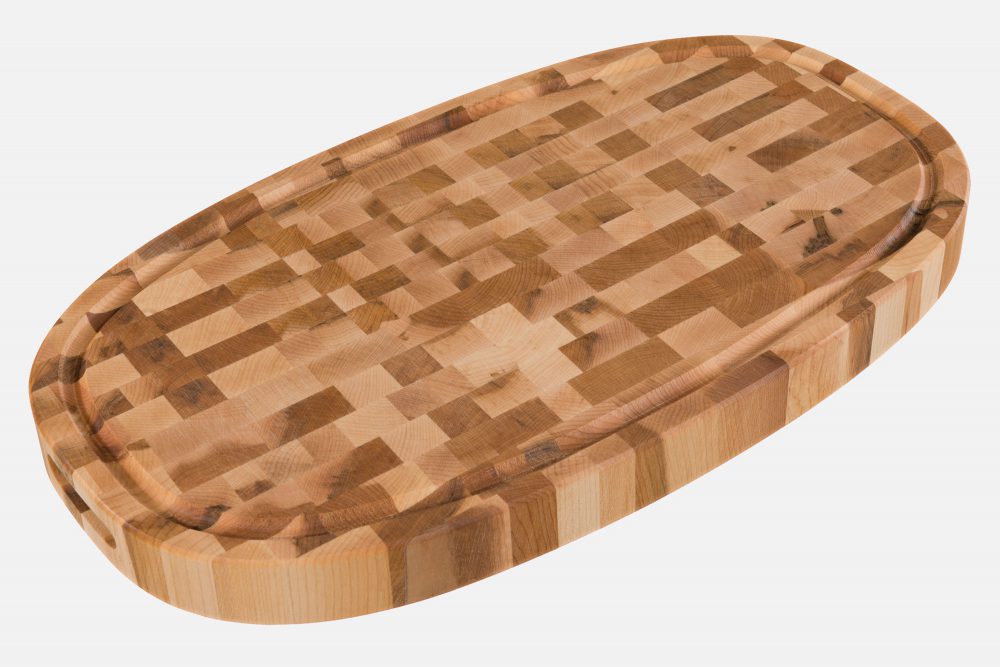 Oval butcher block with end grain