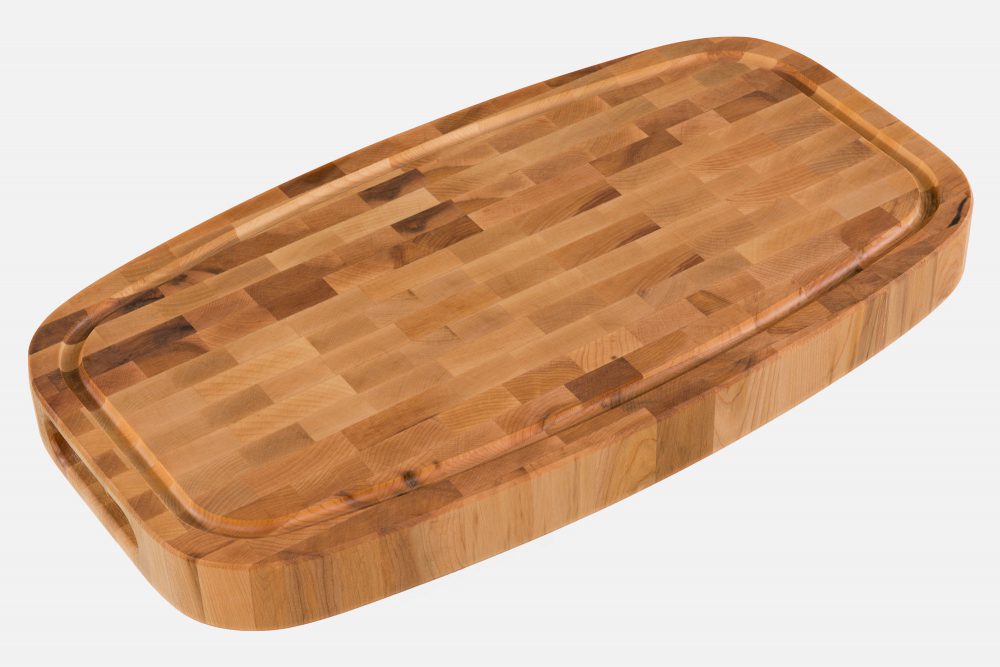 Oval butcher block with end grain